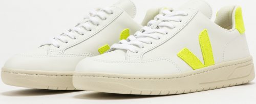 VEJA V-12 Leather extra-white_jaune-fluo Veja